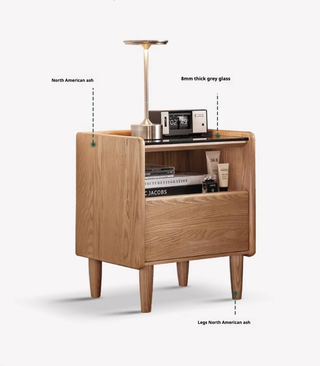 Ash, Cherry, Black walnut, Poplar, Solid Rubberwood Modern Nightstand.