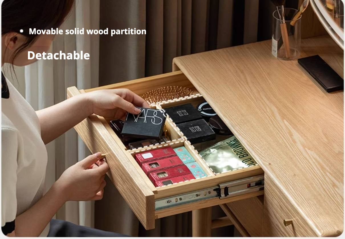 Ash Solid Wood Modern Style Dressing Table Multi Functional