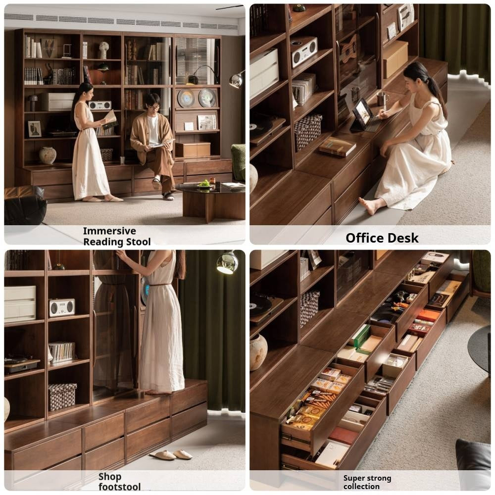Sandalwood Solid Wood Combination Bookcase