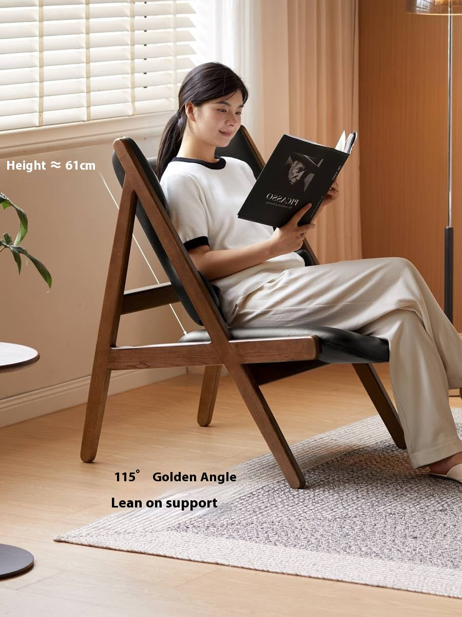 Ash Solid Wood Sofa Chair Fabric Back