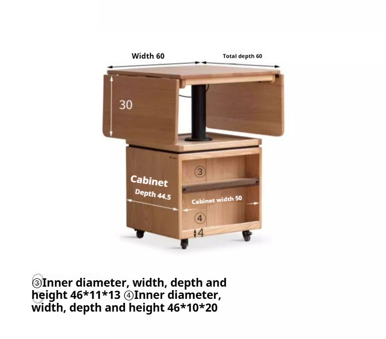 Oak Solid Wood Modern Elevating Folding Tea Table