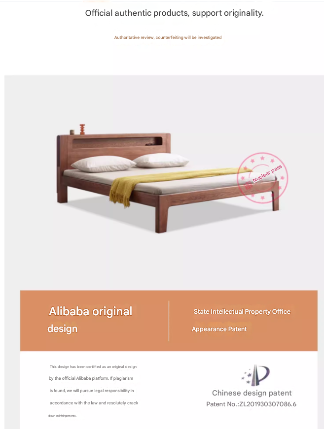 Oak solid wood bed with light walnut-color-USA