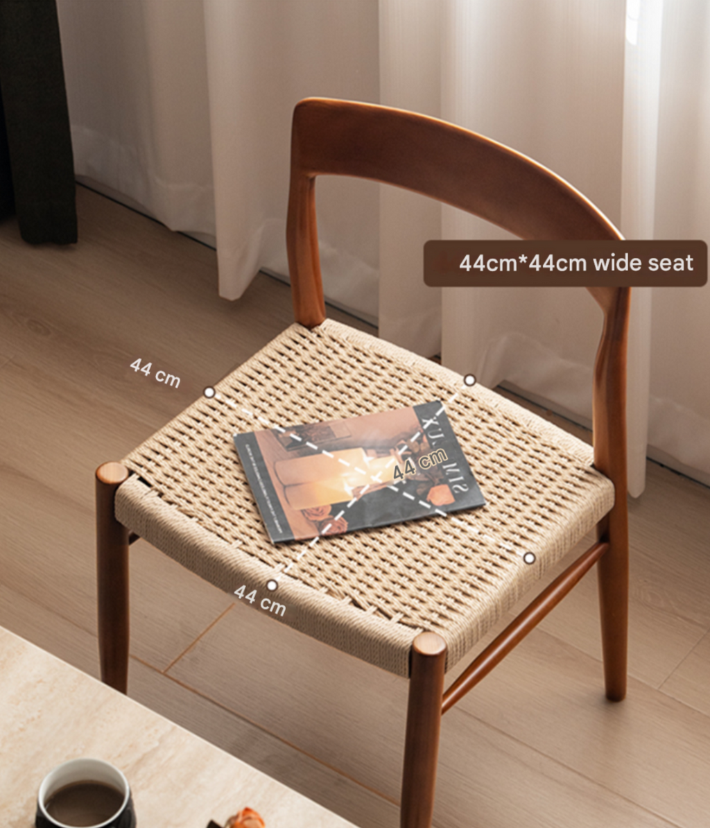 Set 4 pcs Oak Solid Wood Dining Rope Chair