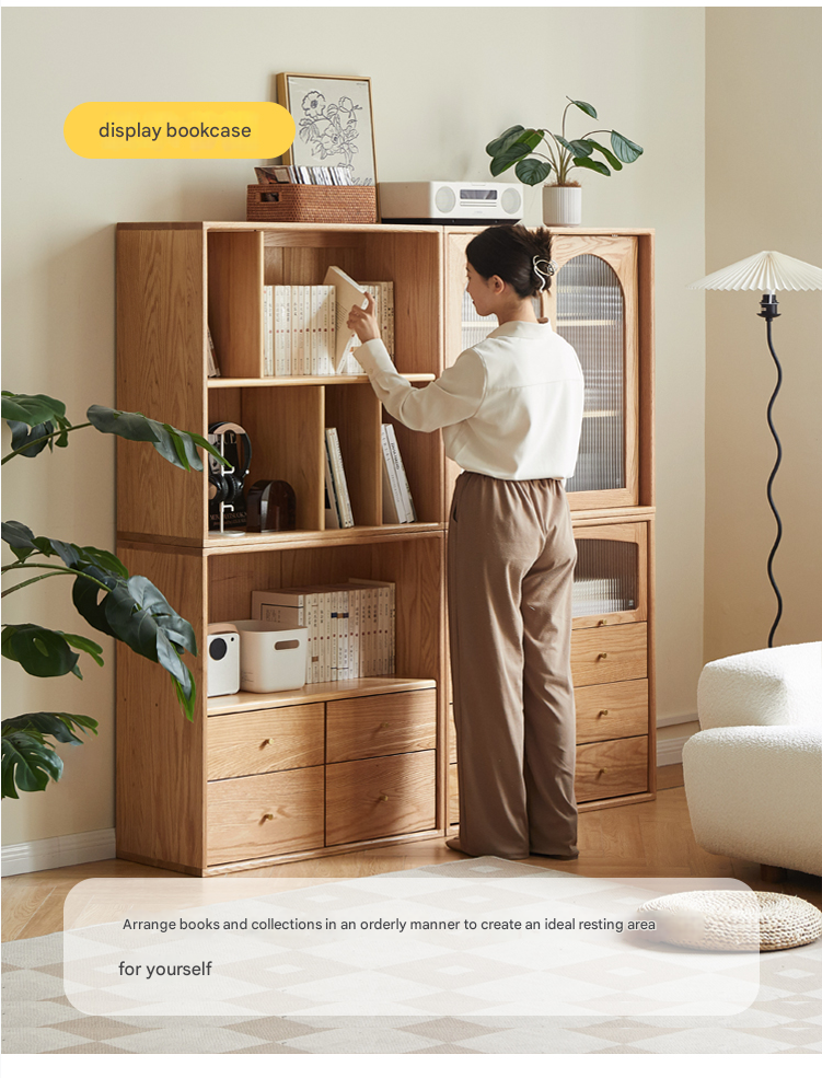 Oak Solid Wood Modern Free Combination Bookshelf