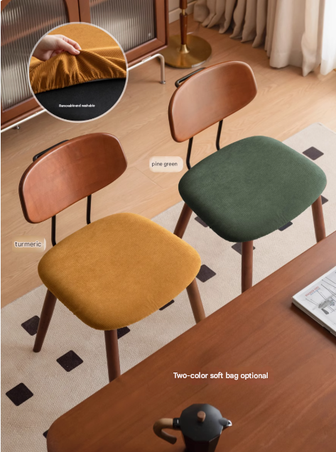 Set pcs 4 Beech, Cherry Solid Wood Medieval Style Soft Retro Dining Chair