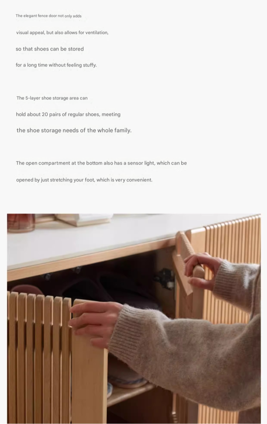 Ash, Oak Solid Wood Rock Top Shoe Cabinet