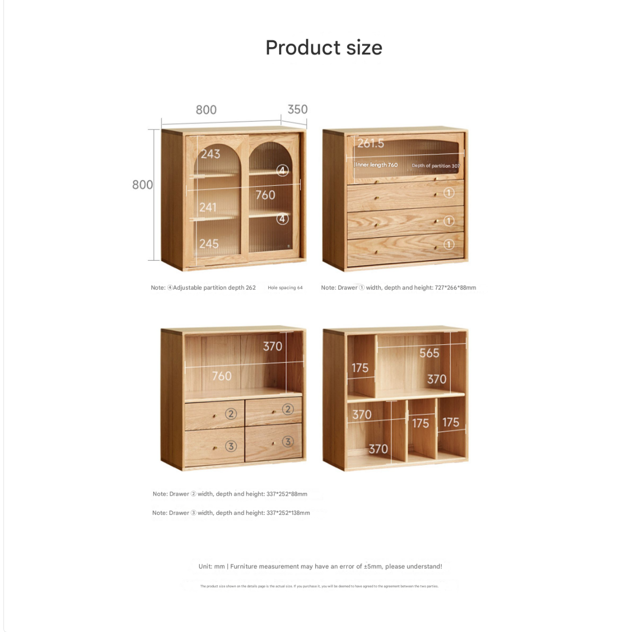 Oak Solid Wood Modern Free Combination Bookshelf