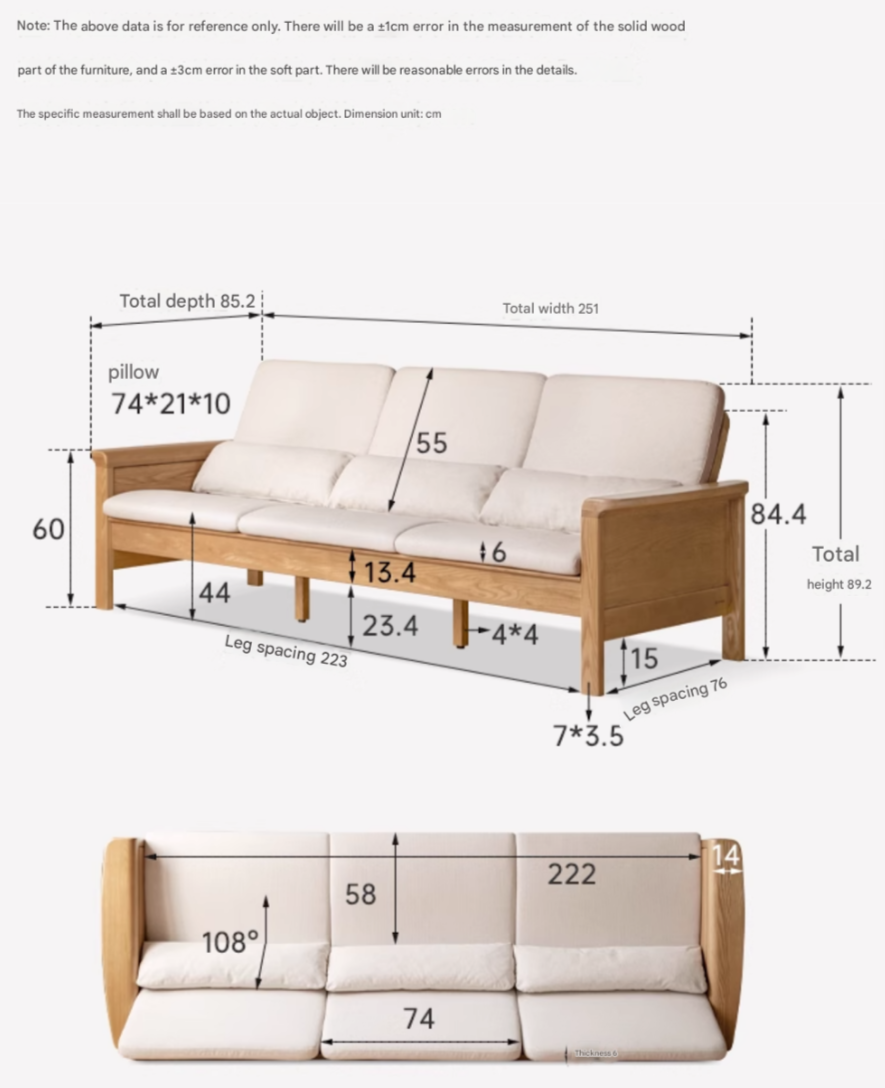 Ash Solid Wood Dual-purpose Fabric Sofa.