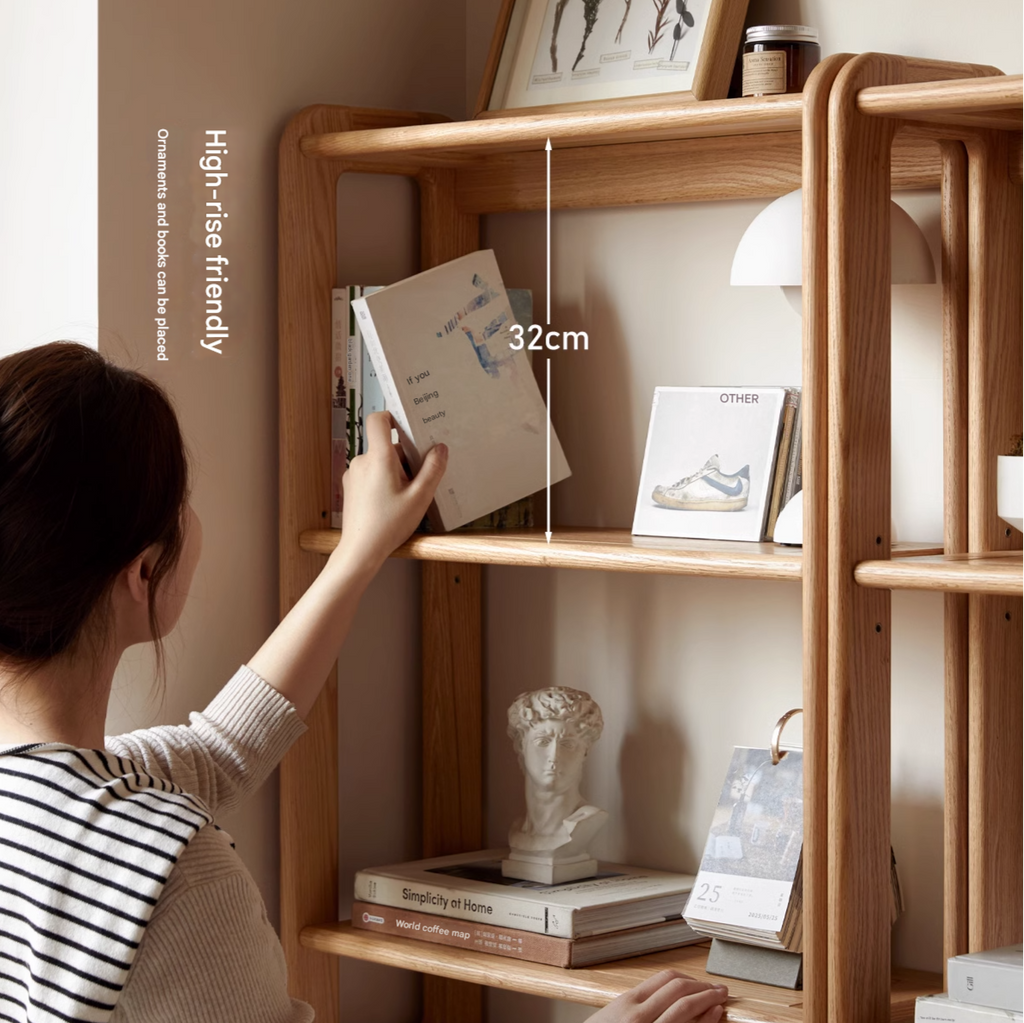 Oak Solid Wood Modern Ultra-Thin Bookshelf