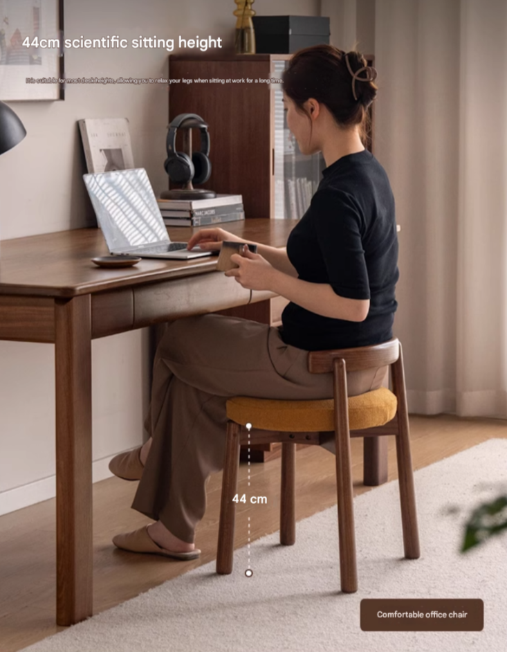 Black Walnut, Oak Solid Wood, Solid RubberWood Makeup Stool