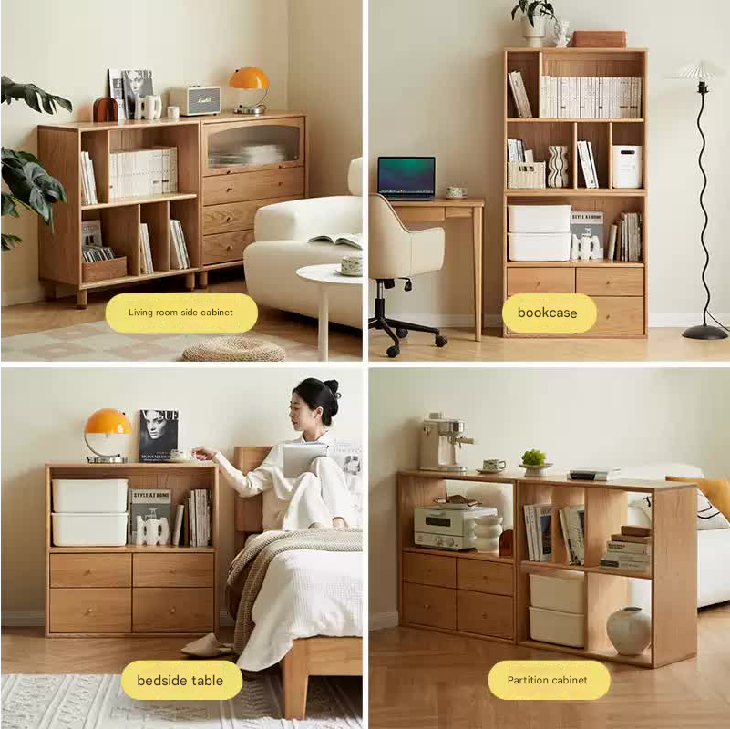 Oak Solid Wood Modern Free Combination Bookshelf