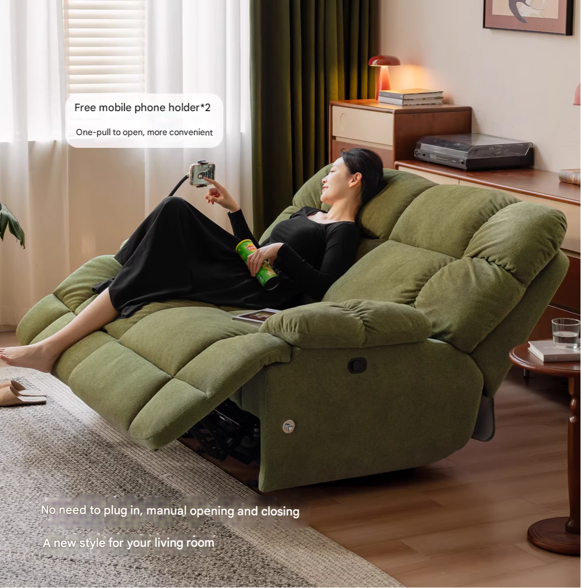 Fabric Reclining and Rocking Double Leisure Chair