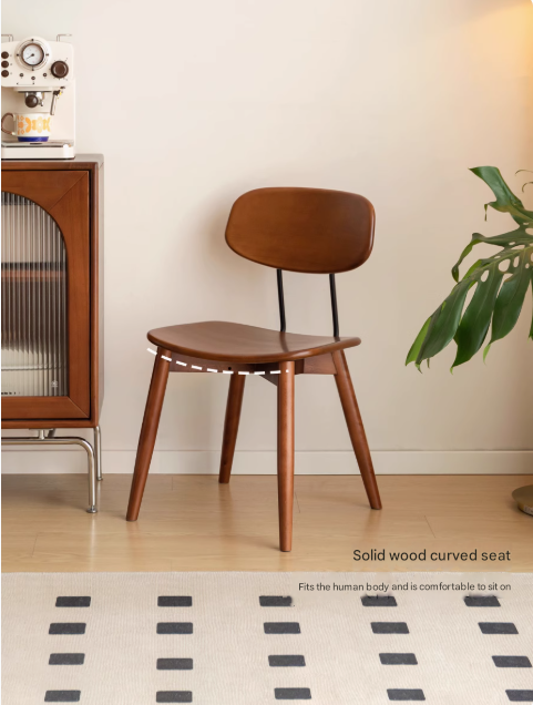 Set pcs 4 Beech, Cherry Solid Wood Medieval Style Soft Retro Dining Chair