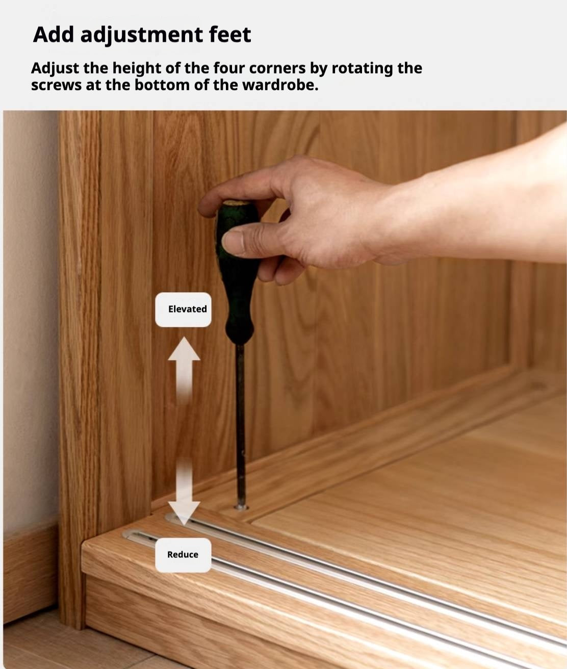 Oak, Ash Solid Wood Wardrobe With Sliding Doors.