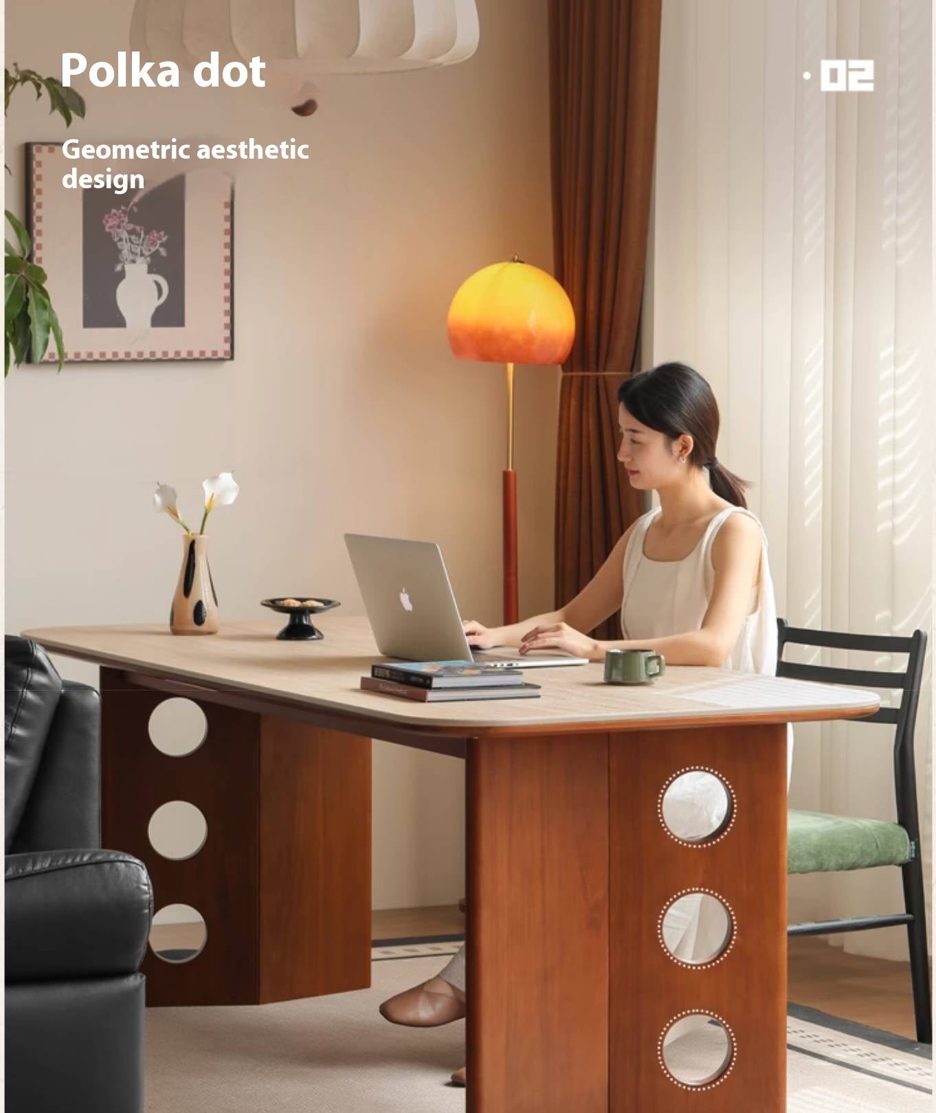 Poplar Solid Wood Medieval Style Rock Plate Dining Table