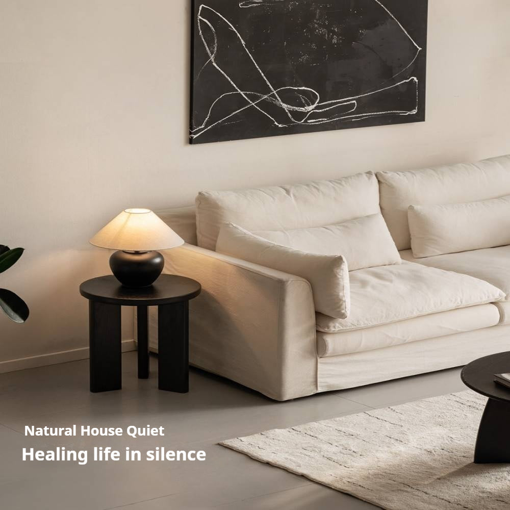 Ash Solid Wood Wabi-Sabi Style Round Side Table