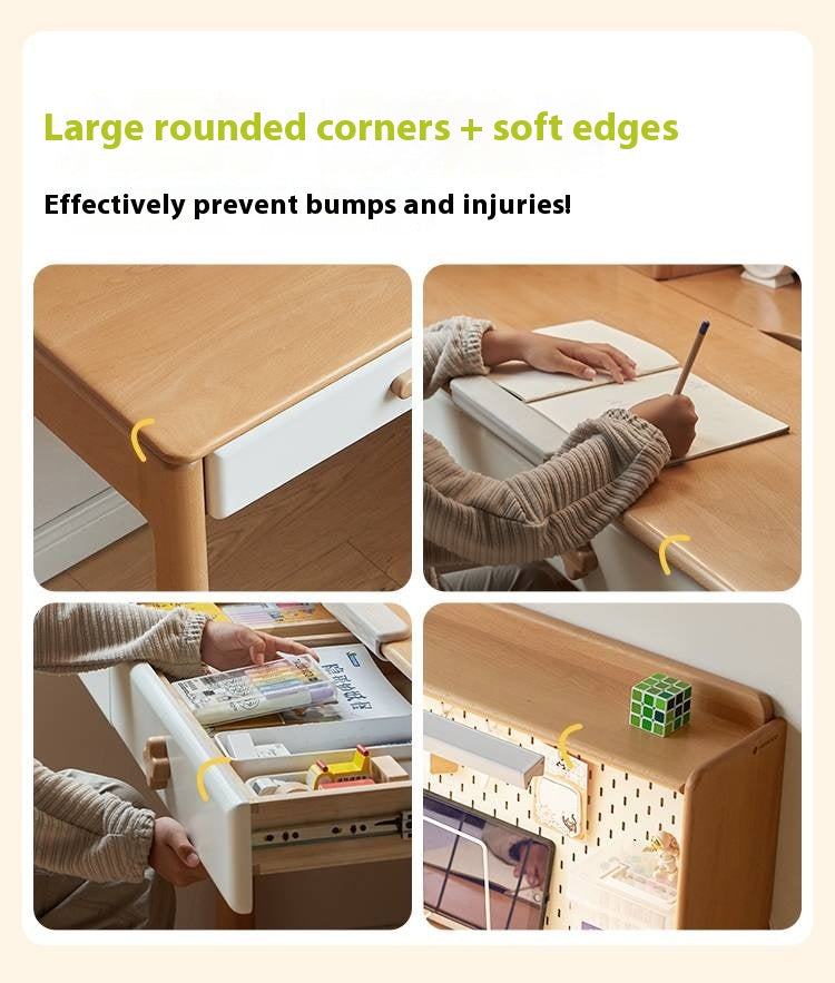 Beech Solid Wood Kids Learning Desk with Eye Protection Lamp