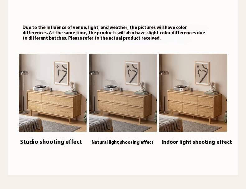 Ash Solid Wood Log Style Six Drawers Cabinet