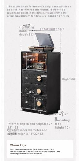 Ash Solid Wood Black Floor Standing Side Cabinet