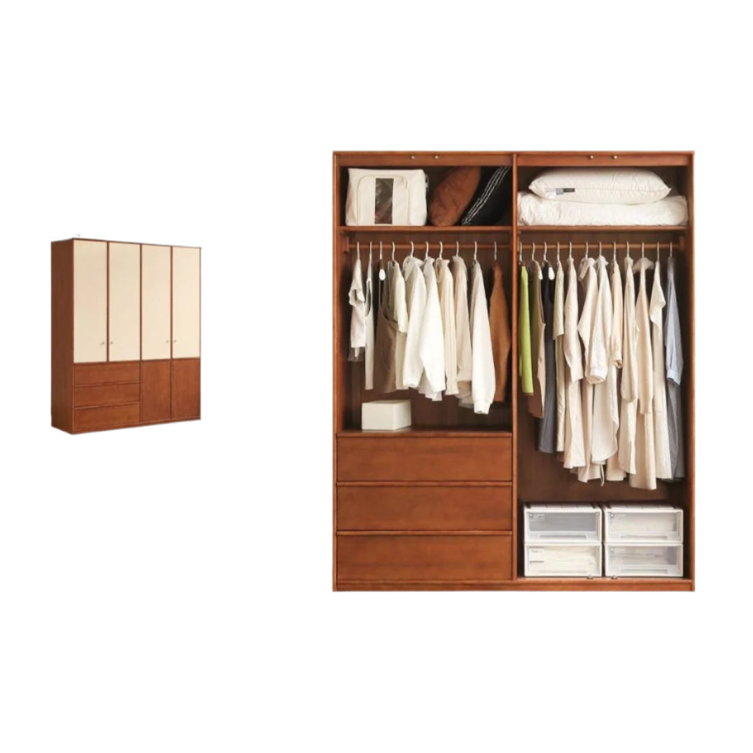 Oak Solid Wood Antique Style Wardrobe.