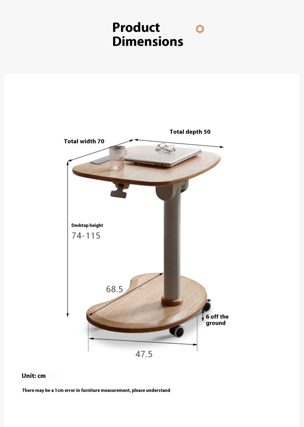 Oak Solid Wood Mobile Standing Desk