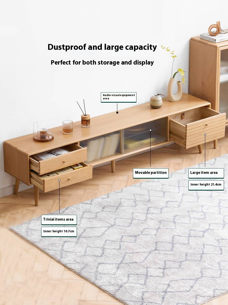 European Beech Solid Wood Floor TV Stand