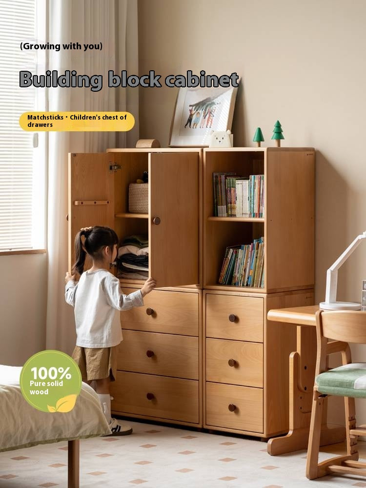 Beech Solid Wood Children's Bucket Cabinet