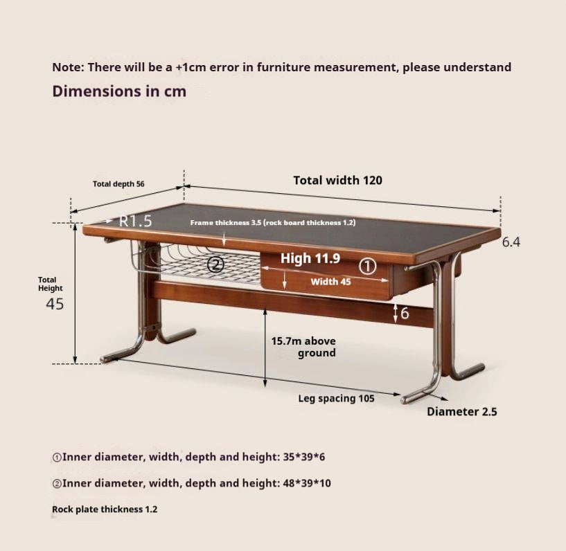 Poplar Solid Wood Ancient Style Rock Plate Tea Table