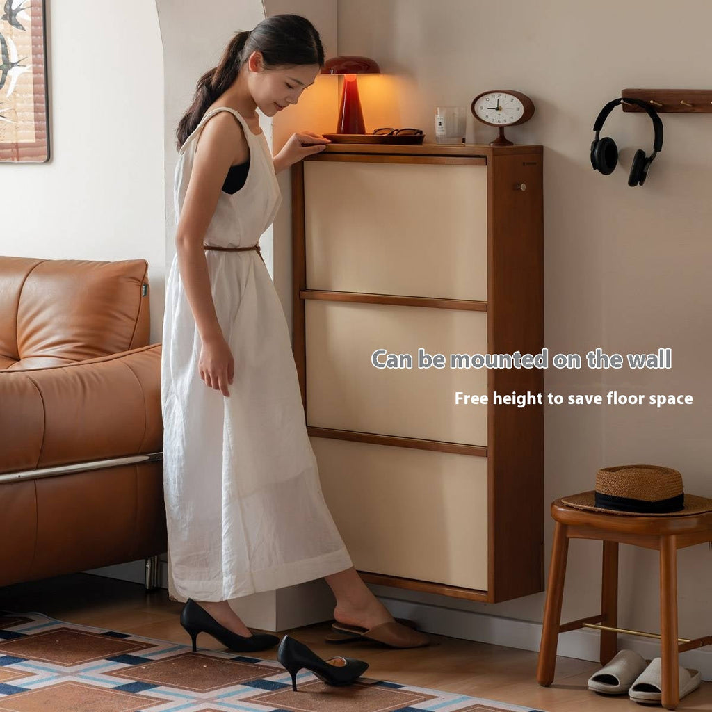 Poplar Solid Wood Middle Ages Style Shoe Cabinet