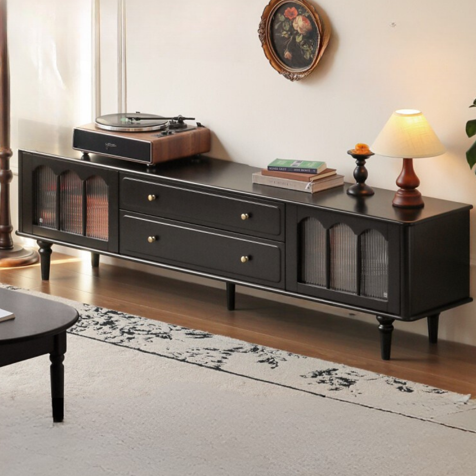 Solid RubberWood French Retro TV Stand