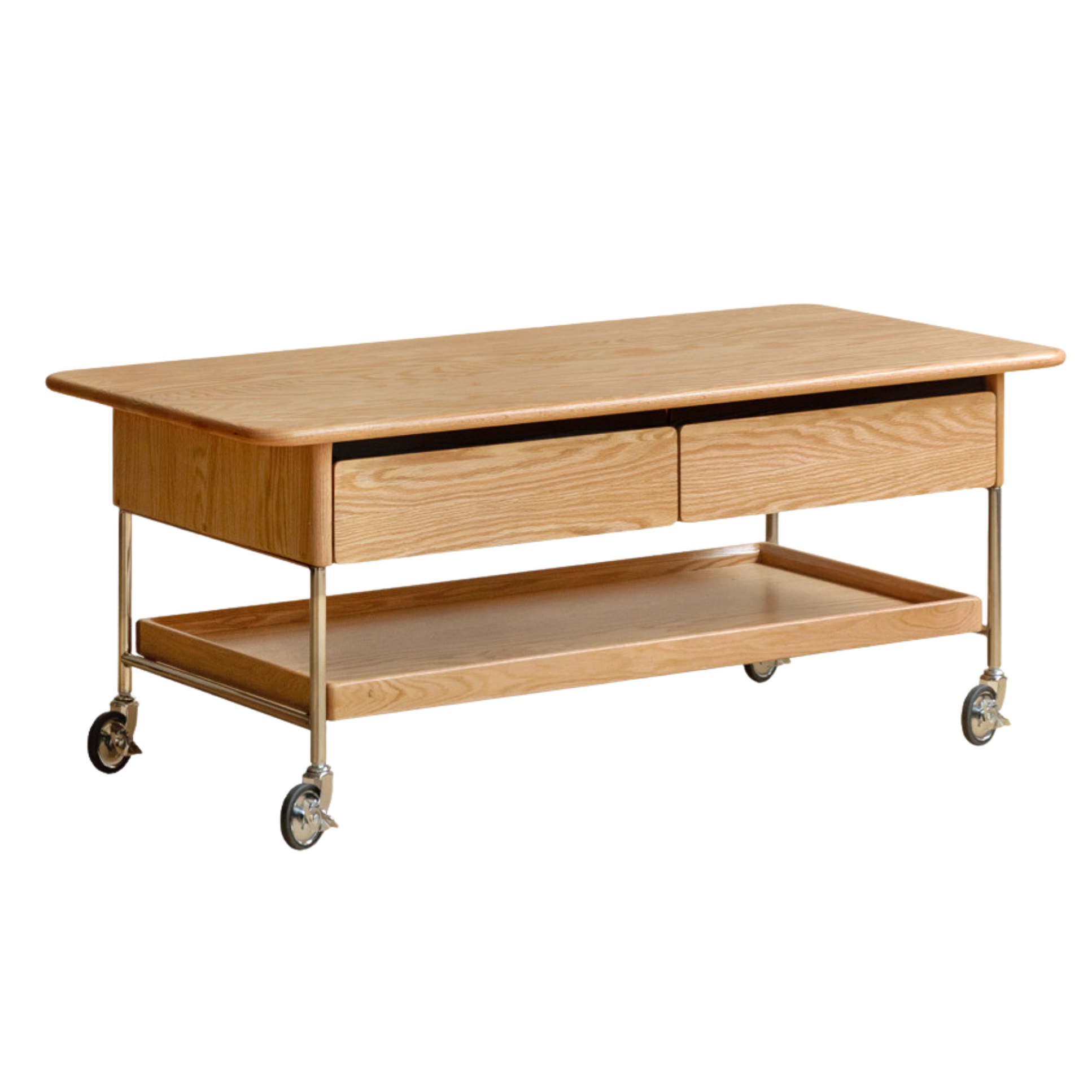 Oak Solid Wood Modern Mobile Coffee Table