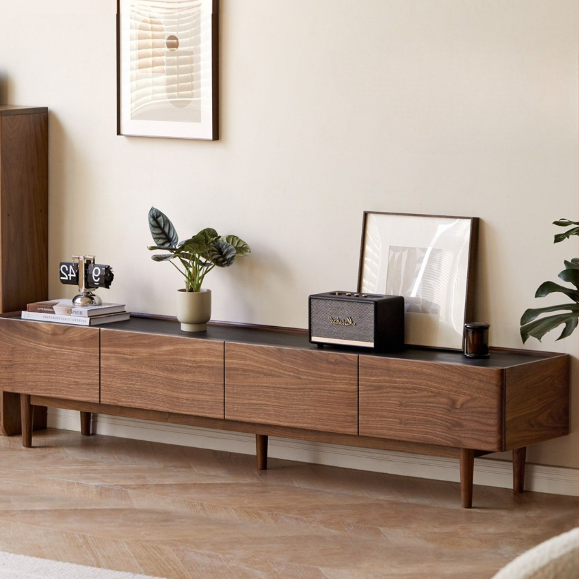 Black Walnut Solid Wood Modern TV Cabinet For Living Room