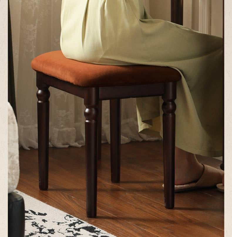 Beech Solid Wood American Retro Style Makeup Stool