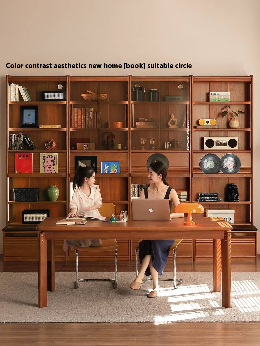 Poplar Solid Wood Antique Style Bookshelf Combination