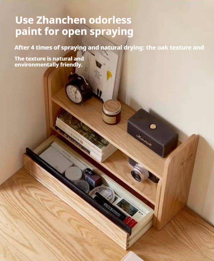 Oak Solid Wood Retractable Storage Desktop Shelf