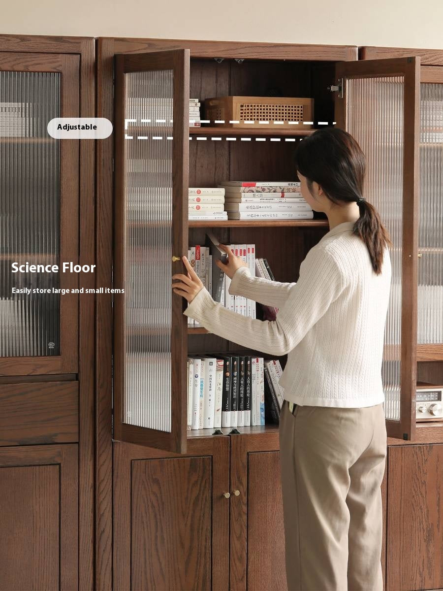 Solid Rubberwood, Oak Solid Wood Modern Bookcase