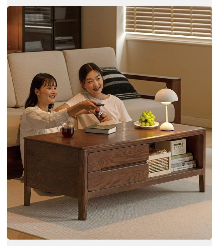 Solid Rubberwood, Oak Solid Wood Nordic Coffee Table