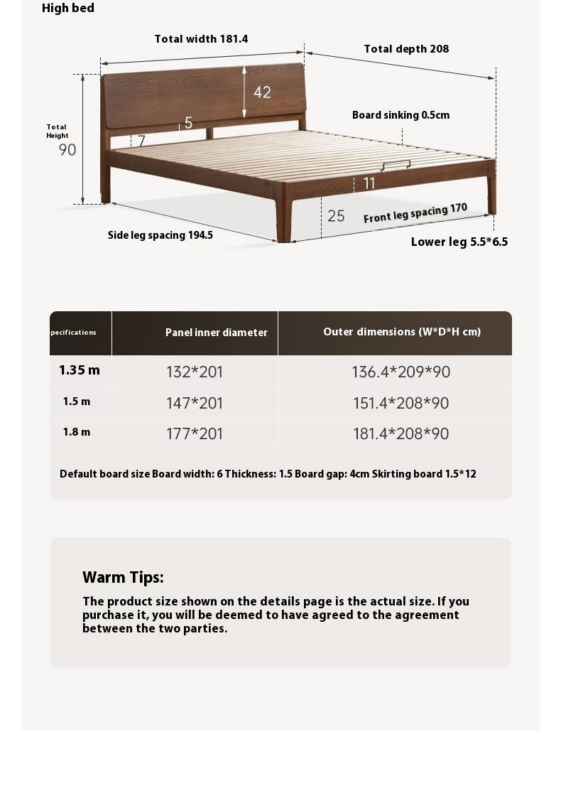 Oak Solid Wood Bed Modern