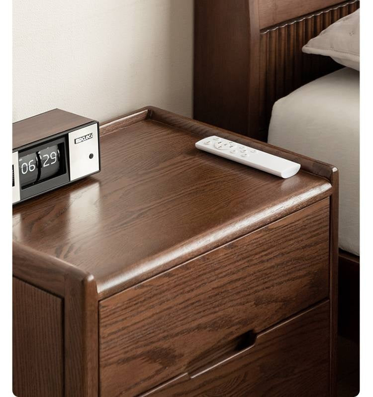 Rubberwood, Oak Solid Wood Simple Modern Style Nightstand
