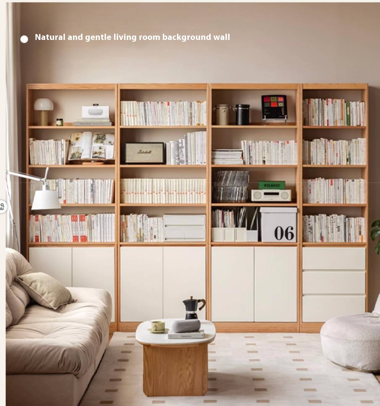 Oak Solid Wood Cream Style Bookcase