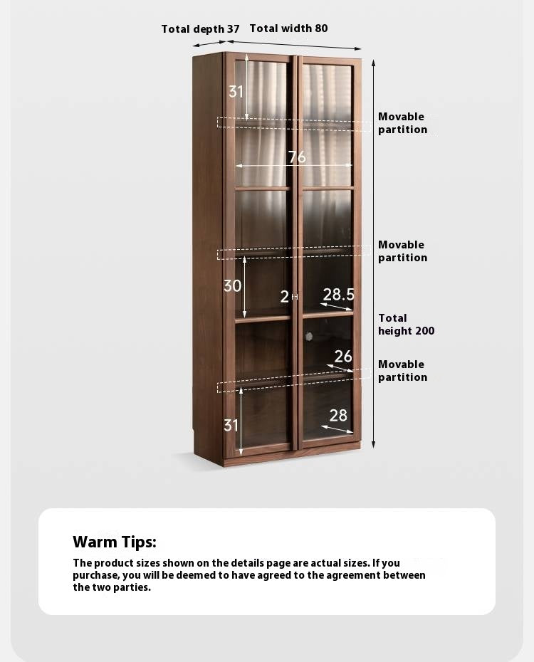 Black Walnut Solid Wood Light Luxury Bookcase and Storage