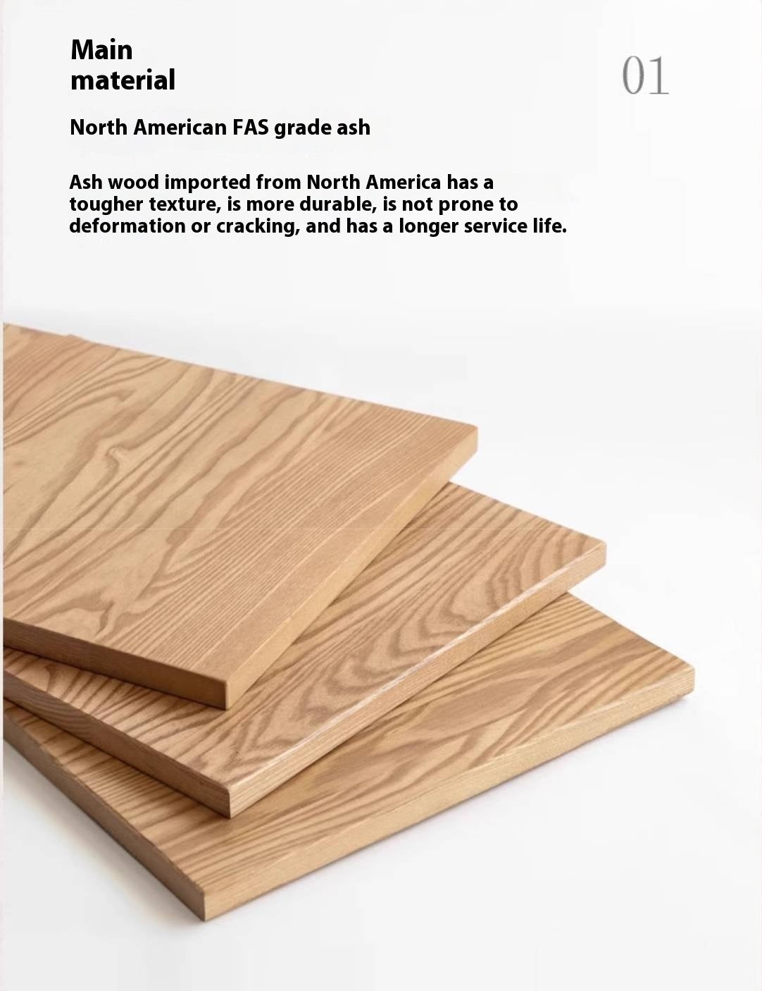 Ash Solid Wood Square Makeup Stool