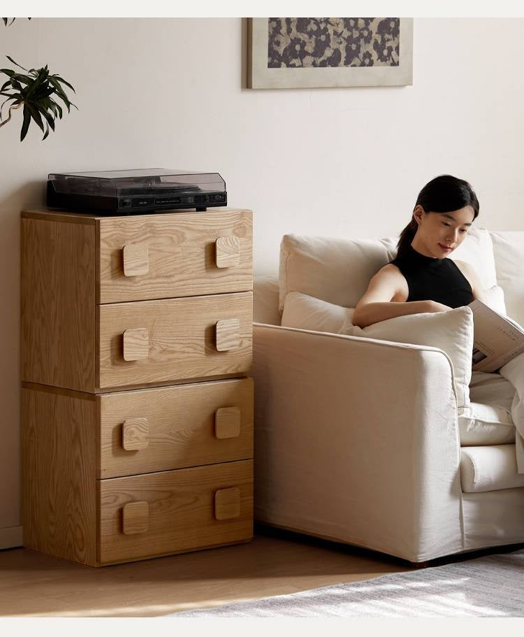 Ash Solid Wood Floor-Standing Module Combination TV Stand