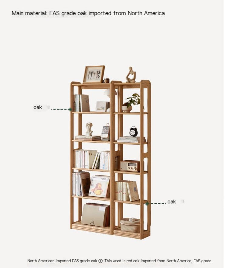 Oak Solid Wood Modern Ultra-Thin Bookshelf