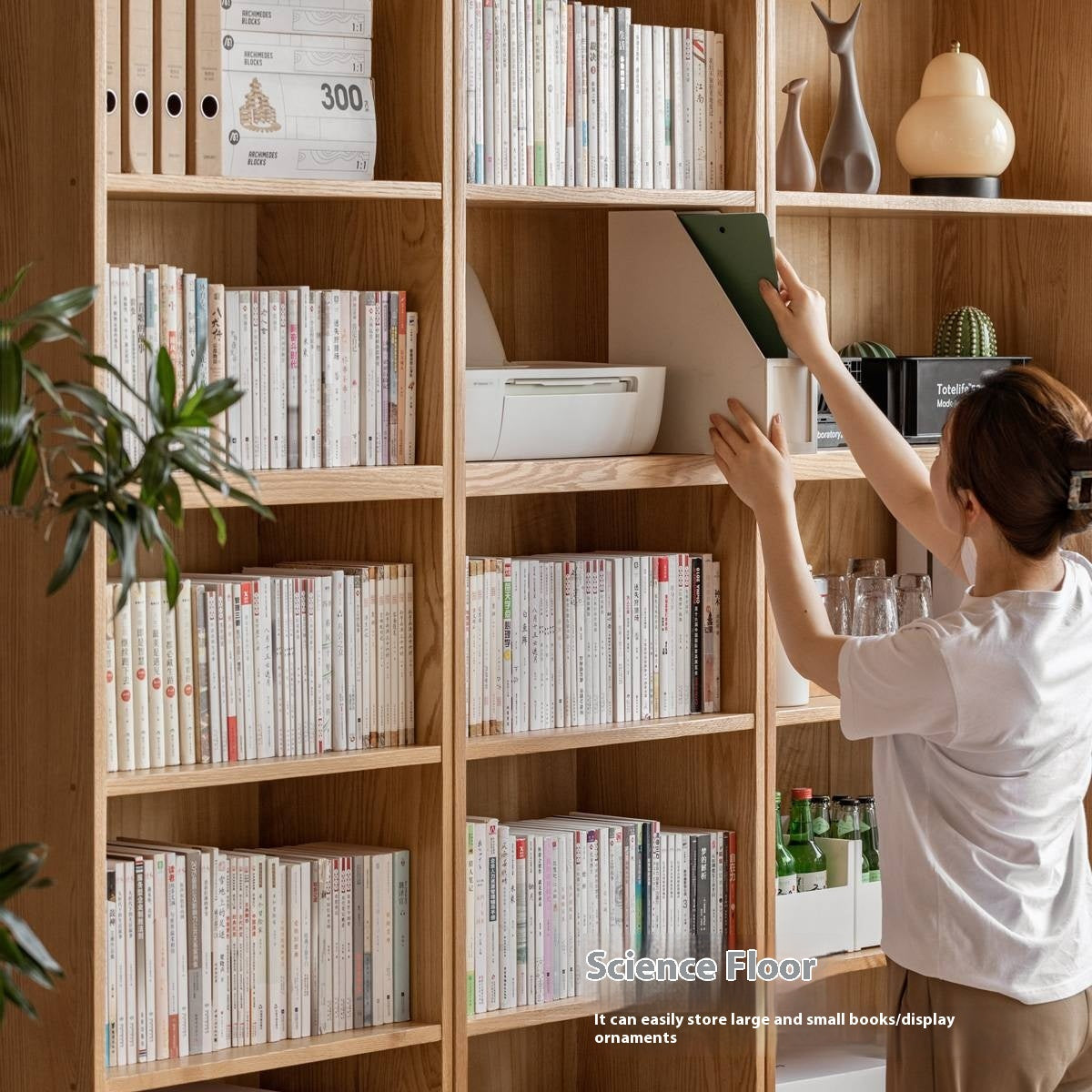 Oak Solid Wood Cream Style Study  Bookcase