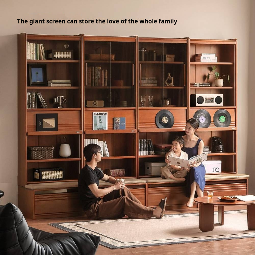 Poplar Solid Wood Combination Bookshelf Antique Style