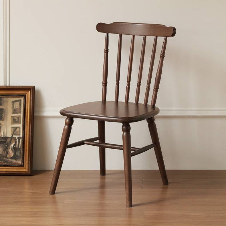 Set 4 pcs Black Walnut Solid Wood American Retro Style Dining Chair