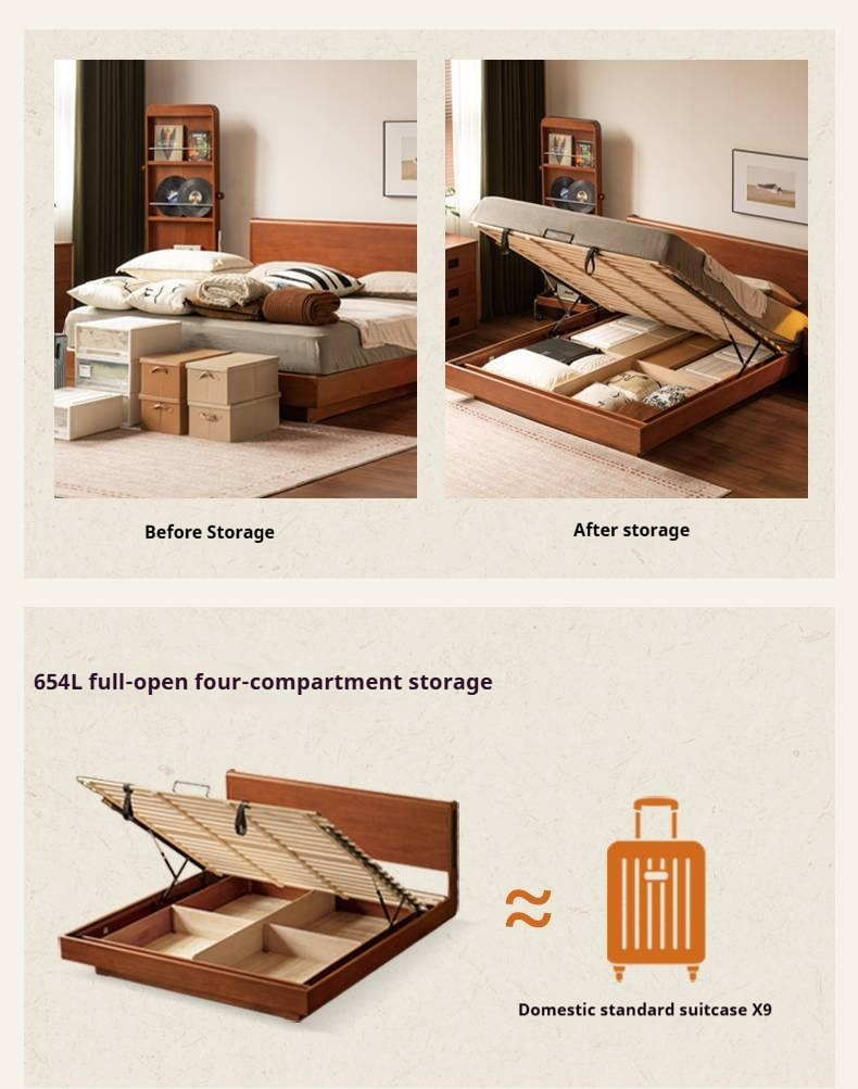 Poplar Wood Solid Wood Antique Style Box Bed