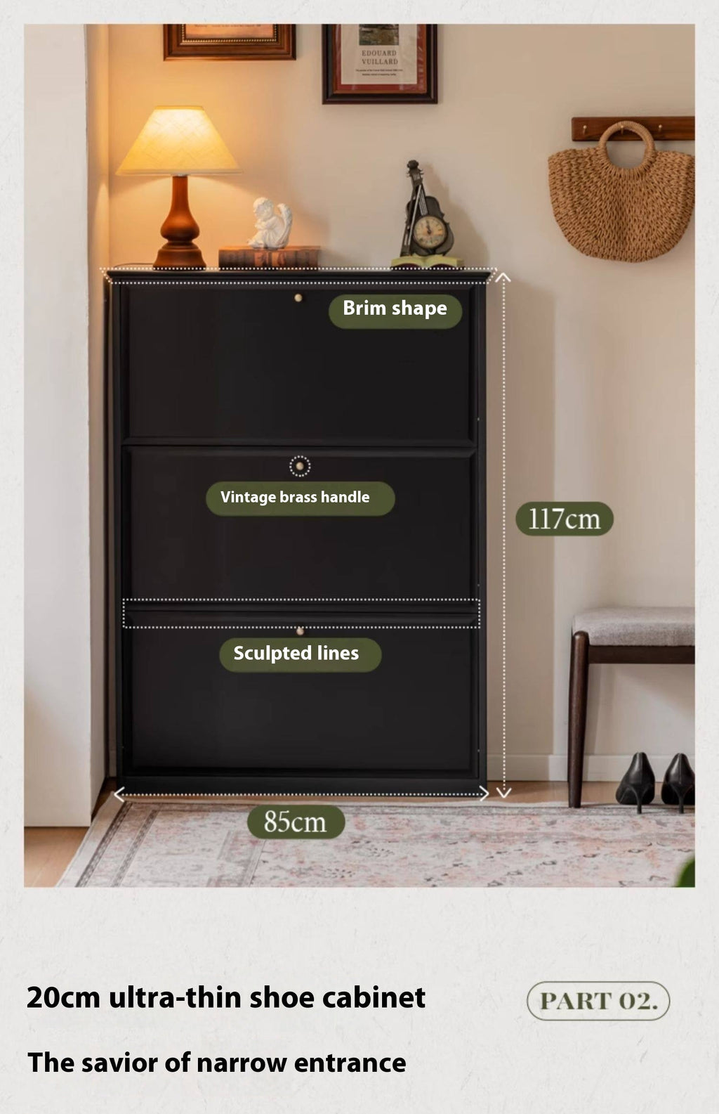 Oak Solid Wood American Retro Style Shoe Cabinet