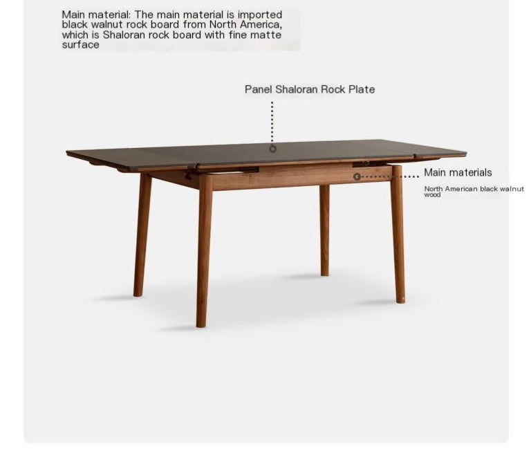 Black Walnut Solid Wood and Rock Plate Dining Table